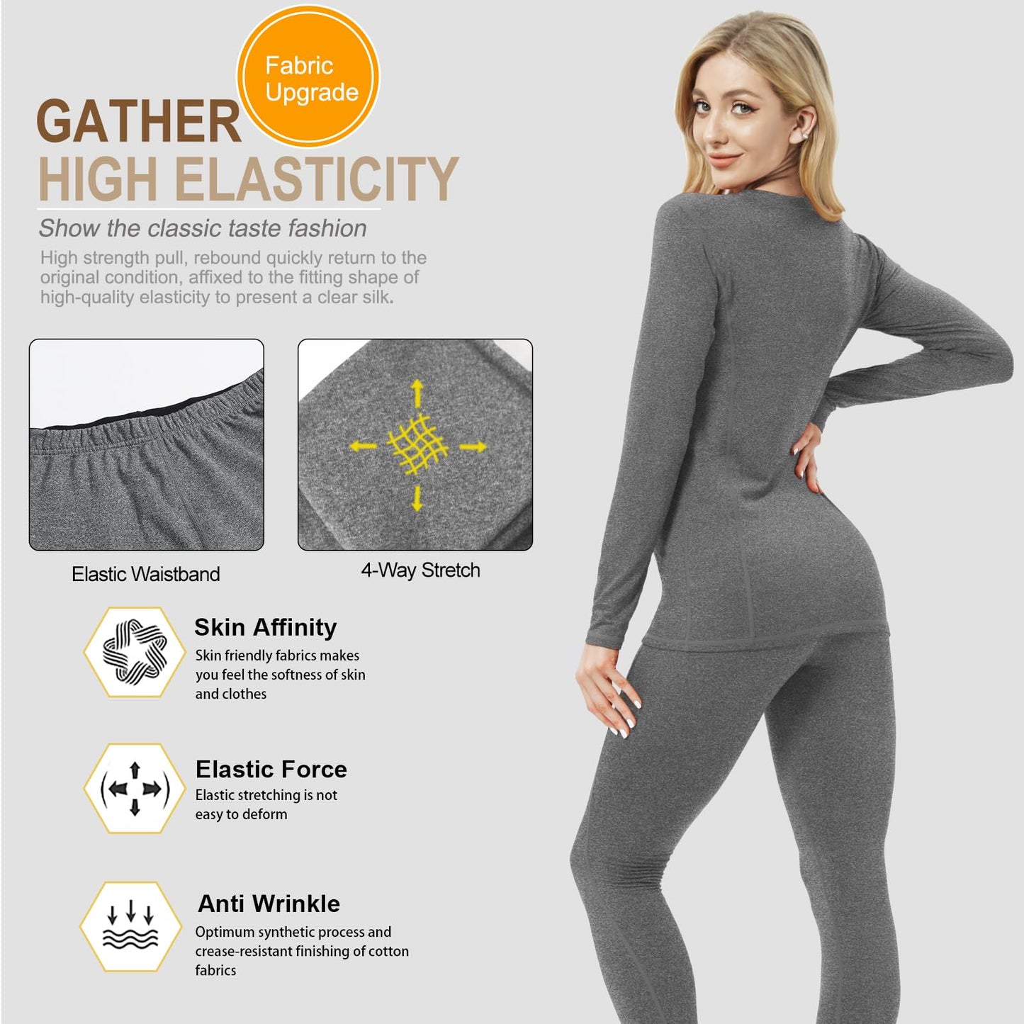 MEETWEE Thermal Underwear for Women, Winter Warm Base Layer Top & Bottom Set Ski Cold Weather Gear with Fleece Lined