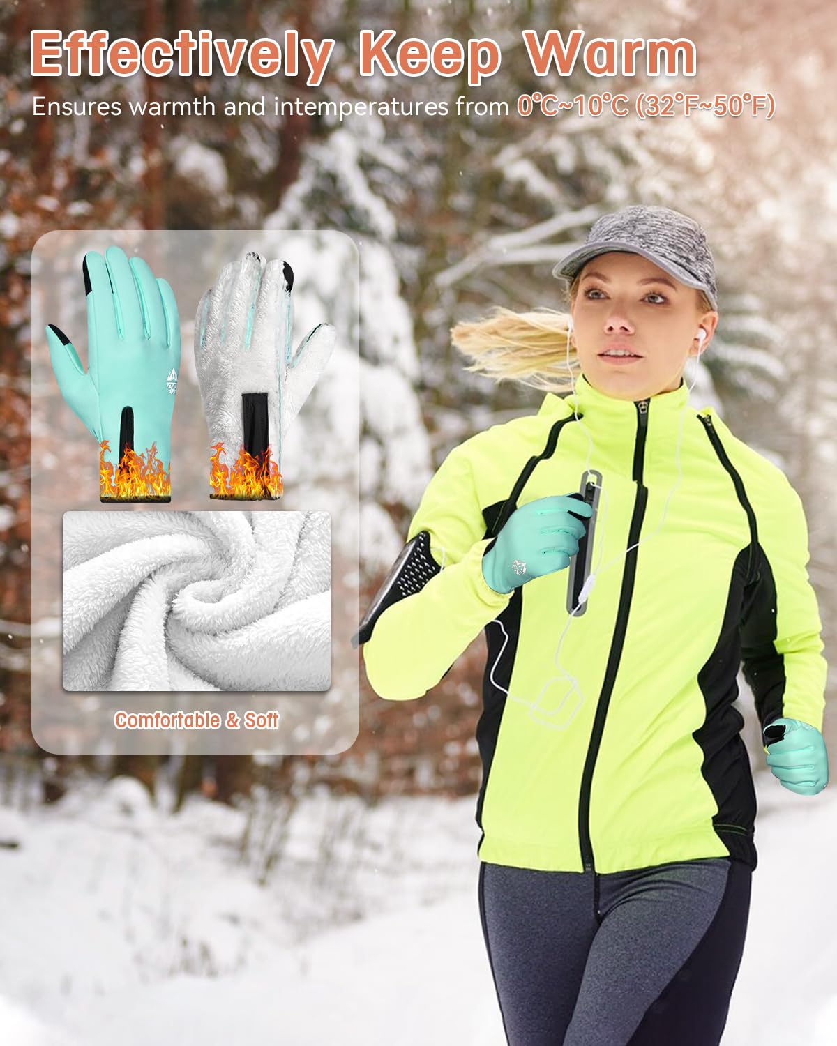 RIGWARL Winter Thermal Gloves Men and Women, Waterproof Gloves with Touchscreen Fingers, Gloves for Cold Weather with Adjustable Zippered Wrist for Walking The Dog Running Hiking Camping Cycling Work