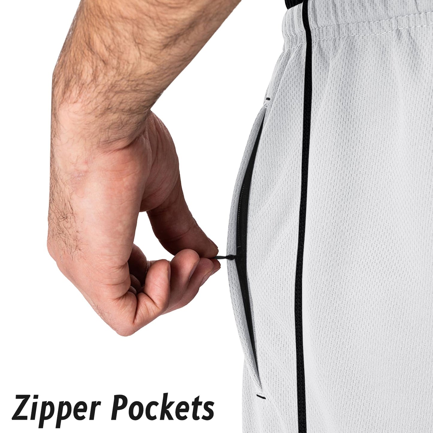 MAGNIVIT Men's Lightweight Pant Winter Sport Straight Pants Open Bottom Sweatpants for Men White/Black