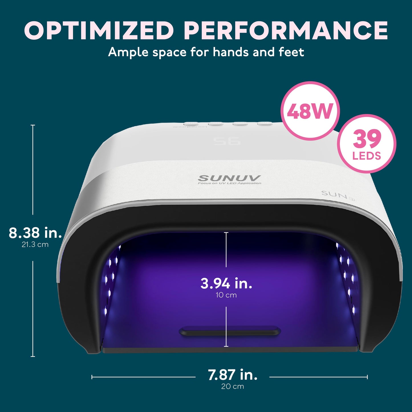 SUNUV SUN3 Professional UV Light for Gel Nails, 48W LED Nail Lamp for Gel Polish with 4-Timer and Sensor, 39 PCS LED Beads, UV Dryer for Salon Home Gift for Woman Mom Girl
