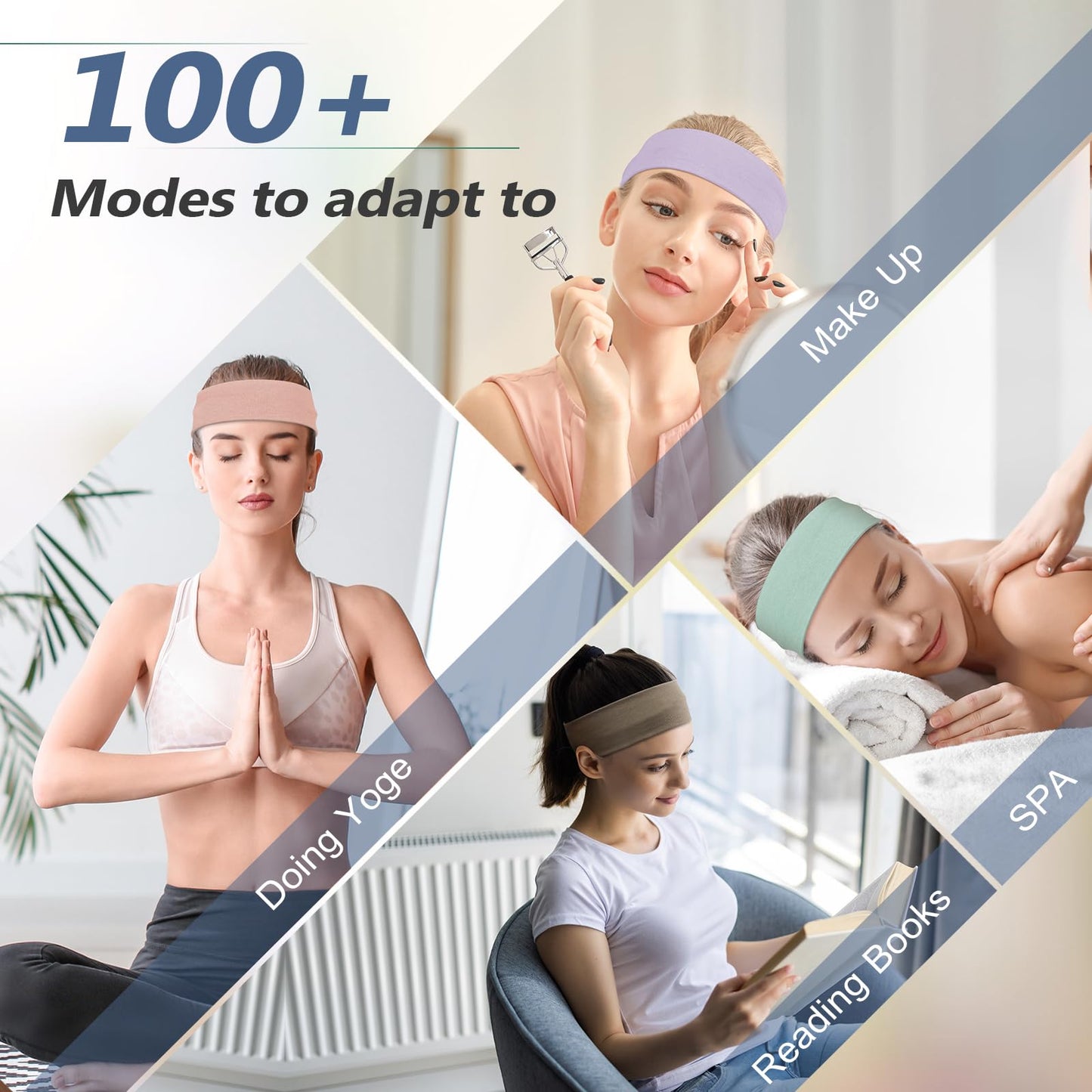 DiyJibb Headbands for Women Non Slip - 7PCS Fashion Sports Hair Bands for Women's Hair, Soft Cotton Cloth Stretchy Headbands for Women for Workout Yoga Running