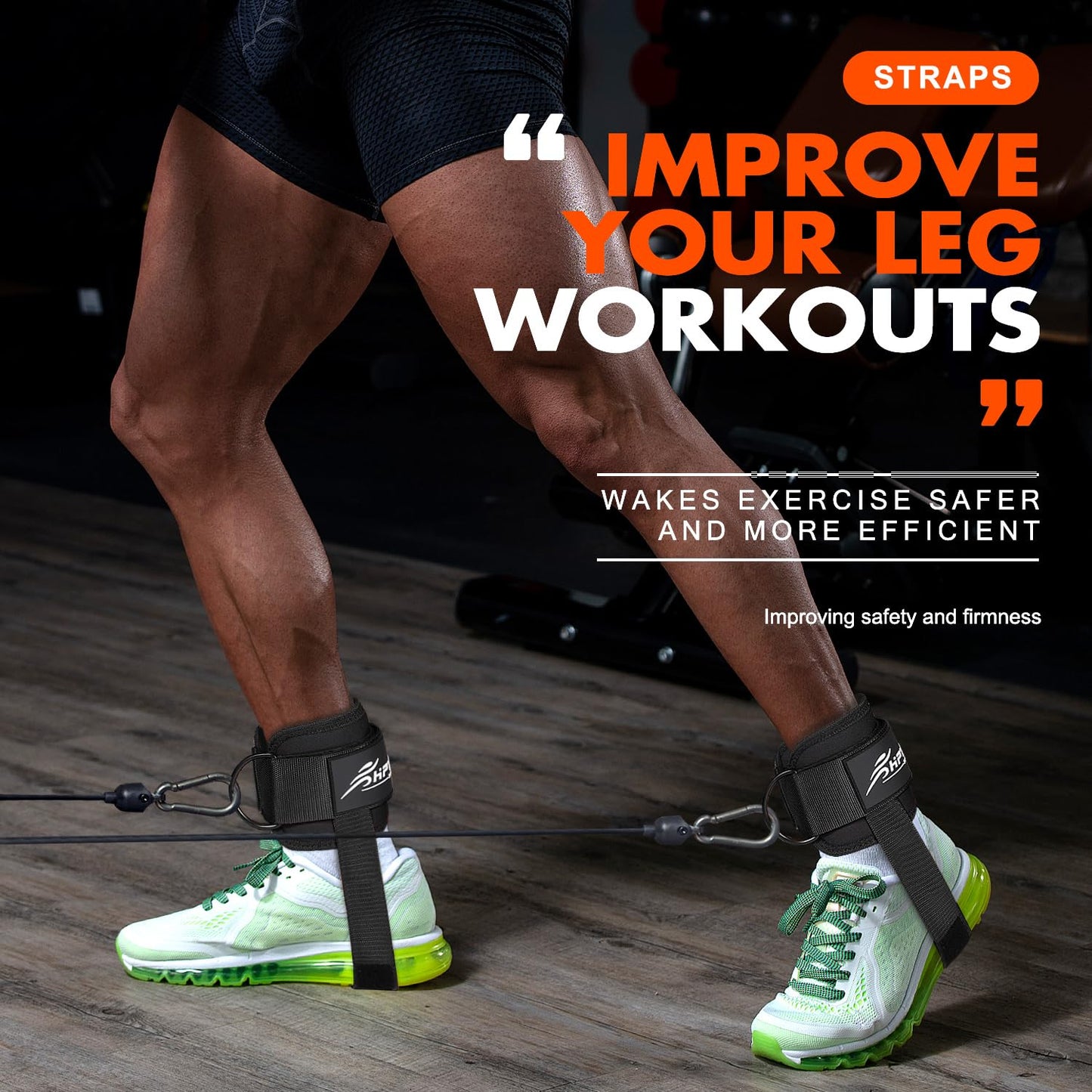 Ankle Cuffs for Cable Machine, Gym Kickback Strap for Glute Leg Workouts, Booty Hip Abductors Exercise, Adjustable Padded Ankle Straps for Cable Machine, Home Gym Attachment for Women & Men