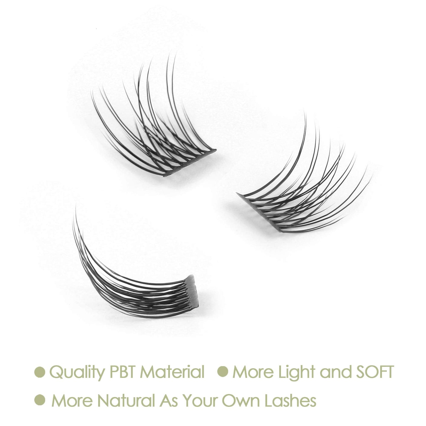 DIY Eyelash Extension, 3D Effect Glue Bonded Band Individual Lash 48 Clusters Volume Lashes Set, Home Eyelash Extension, C curl Lashes Pack 14MM-Natural-48 Clusters
