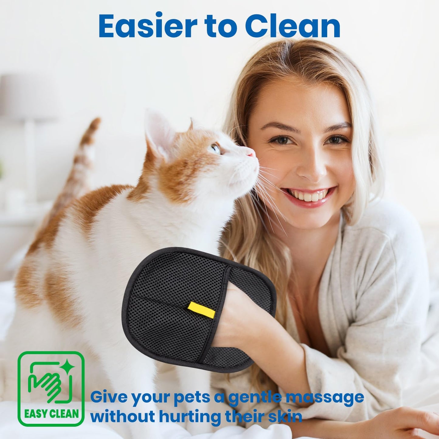 Clussbin 2Pcs Pet Hair Removal Glove, Electrostatic Gloves Pet Hair, Reusable Cat Hair Remover Glove, Furniture, Carpet, Car Seat, Upgraded Animal Fur Removal Tool, Cat Grooming Gloves