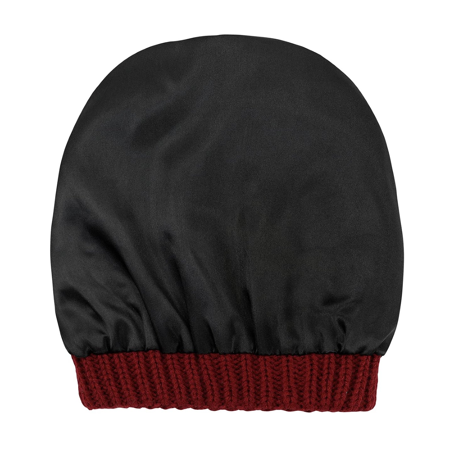 American Trends Beanies Women Winter Hats for Women Satin Lined Slouchy Beanie with Pom Pom Winter Warm Cable Knit Snow Ski Hat Burgundy