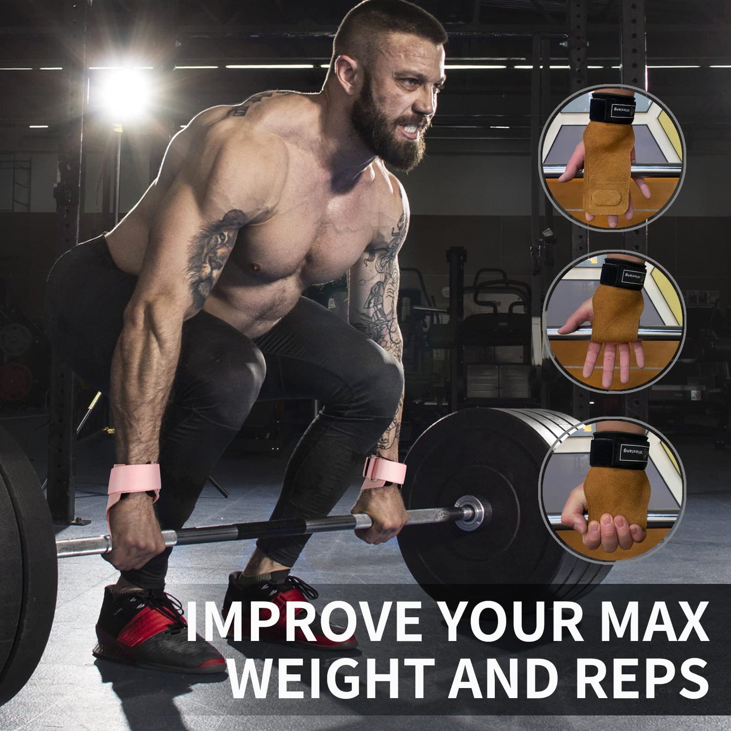 Wiexiang Adjustable Neoprene Padded Wrist straps for Weightlifting,Weight Lifting Straps Gym weight lifting wrist wraps,Gym Accessories for women for Men/Women(Pair)