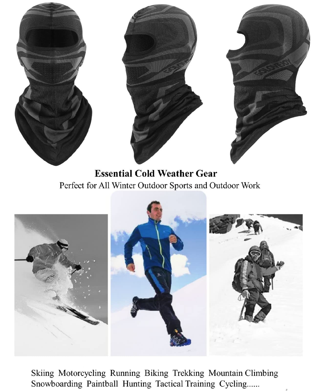 Ski Mask for Men Women, Winter Balaclava Face Mask, Cold Weather Gear for Skiing, Snowboarding, Motorcycle Riding Running Wind Protection