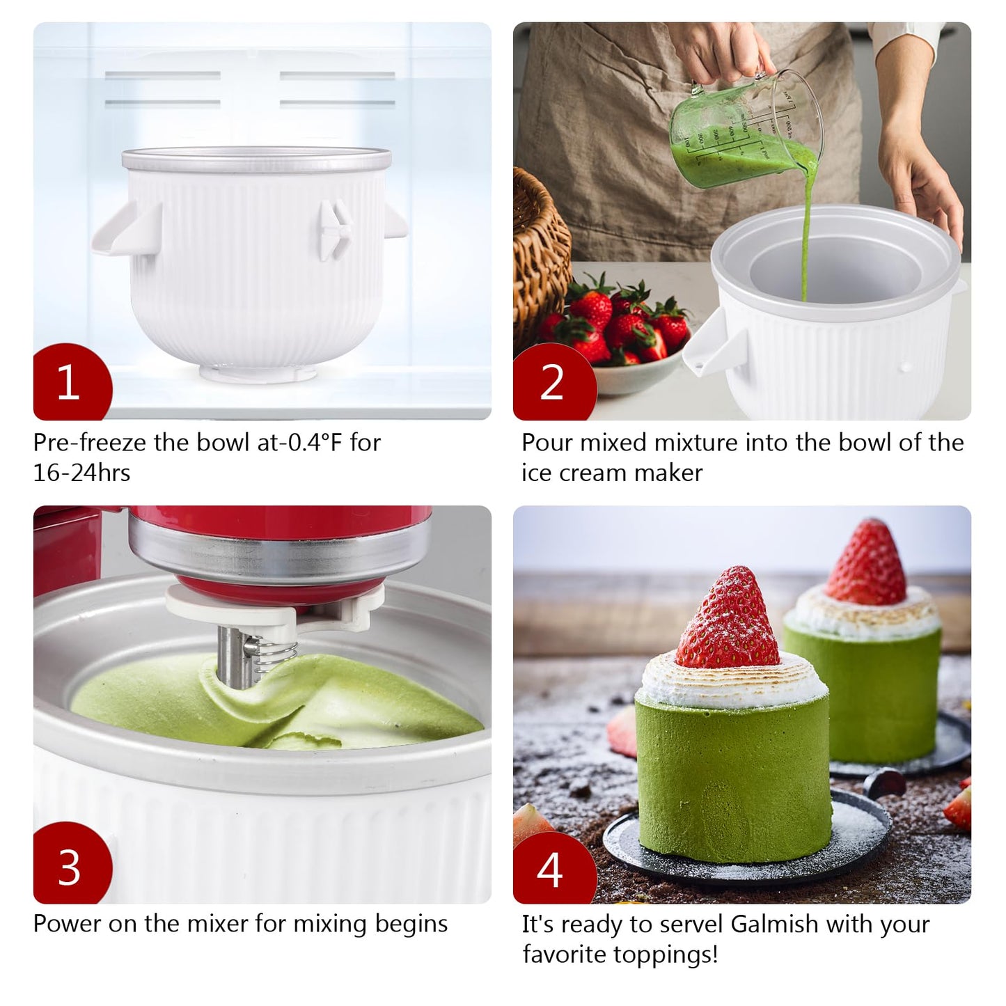 LETOMS Ice Cream Maker Attachment for Kitchenaid, 2 Quart Frozen Ice Cream Bowl for Stand Mixer 4.5/5/6/7QT, Sorbet Gelato Maker for Homemade Ice, Dessert, Yogurt