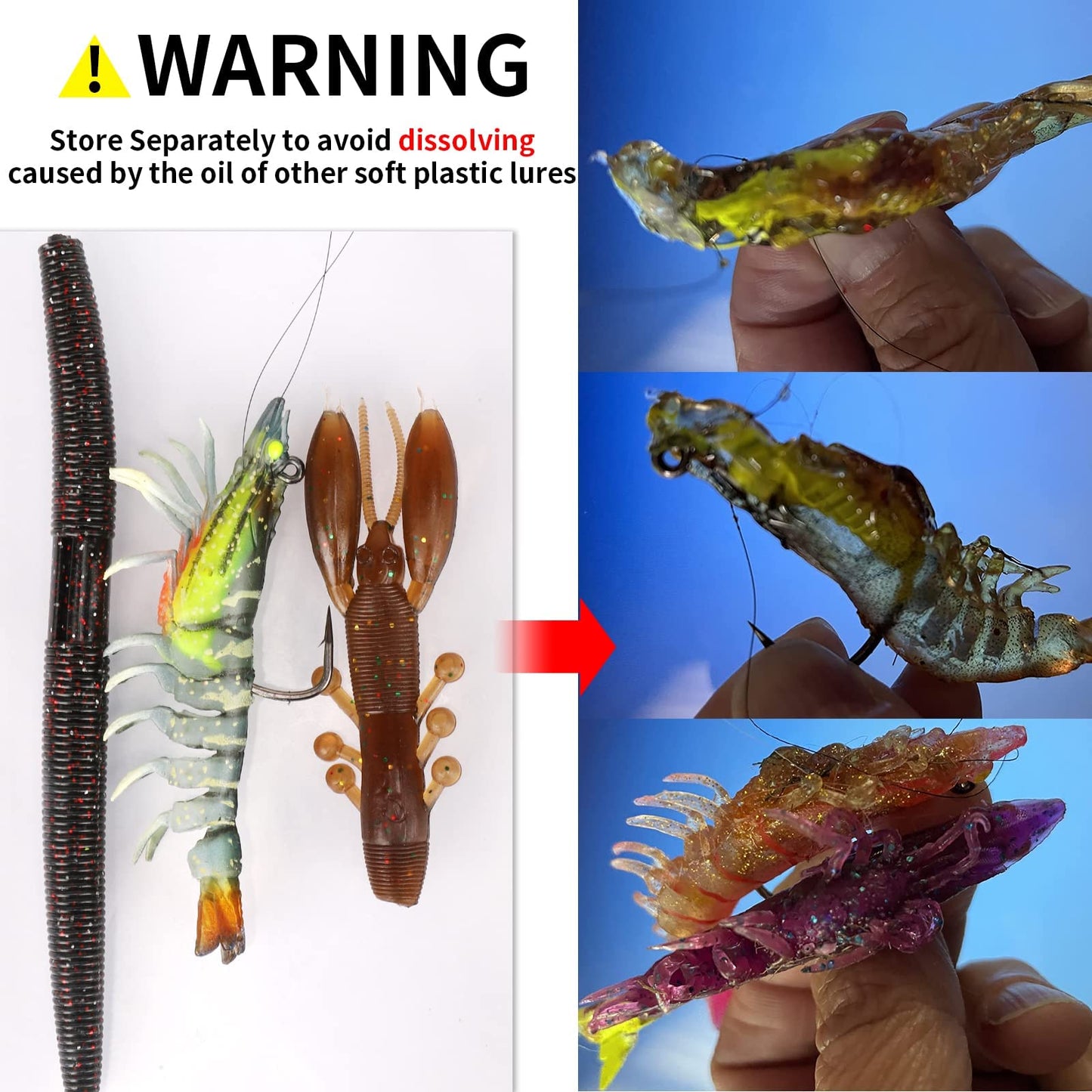 TRUSCEND Pre-Rigged Fishing Jigs, 1:50 Super Durable TPE Bass Fishing Lures, Well-Made Lifelike Soft Shrimp Swimbait, Weedless MarshSwamp Fishing Lure for Trout Crappie Walleye, Keep Separately!