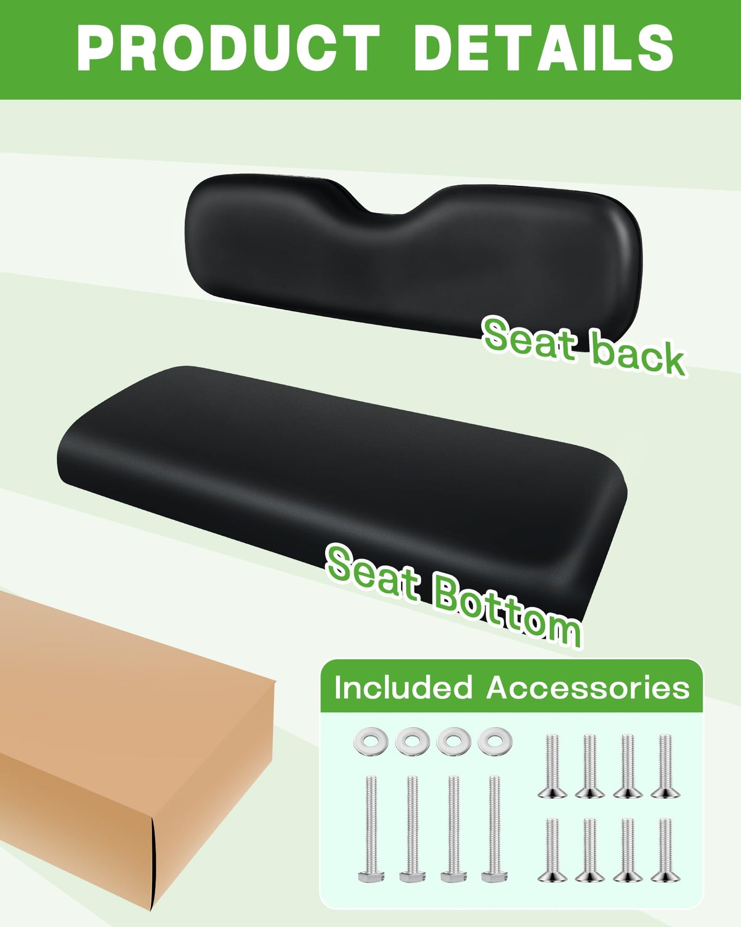 HEOHOU Universal Rear Replacement Cushions for Golf Cart Flip Rear Seat,Golf Cart Back Seat for EZGO TXT RXV ST for ST Sport for Club Car for Yamaha,Seat Bottom and Back Cushion Set,Black