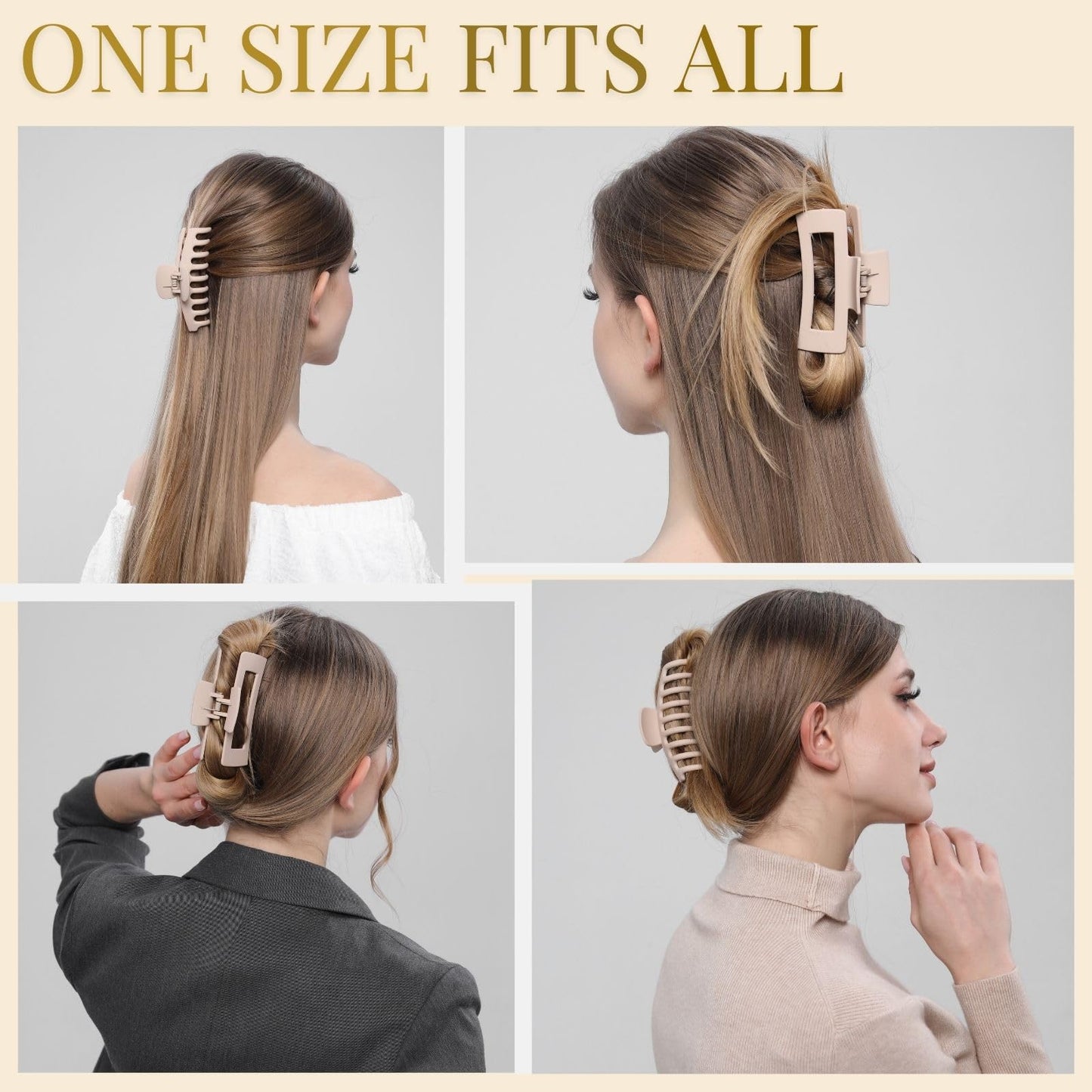 Blond Hair Clips for Women - 8 Pack 4.3 Inch Large Hair Claw Clips for Women Thin Thick Curly Hair, Big Matte Banana Clips,Strong Hold jaw clips
