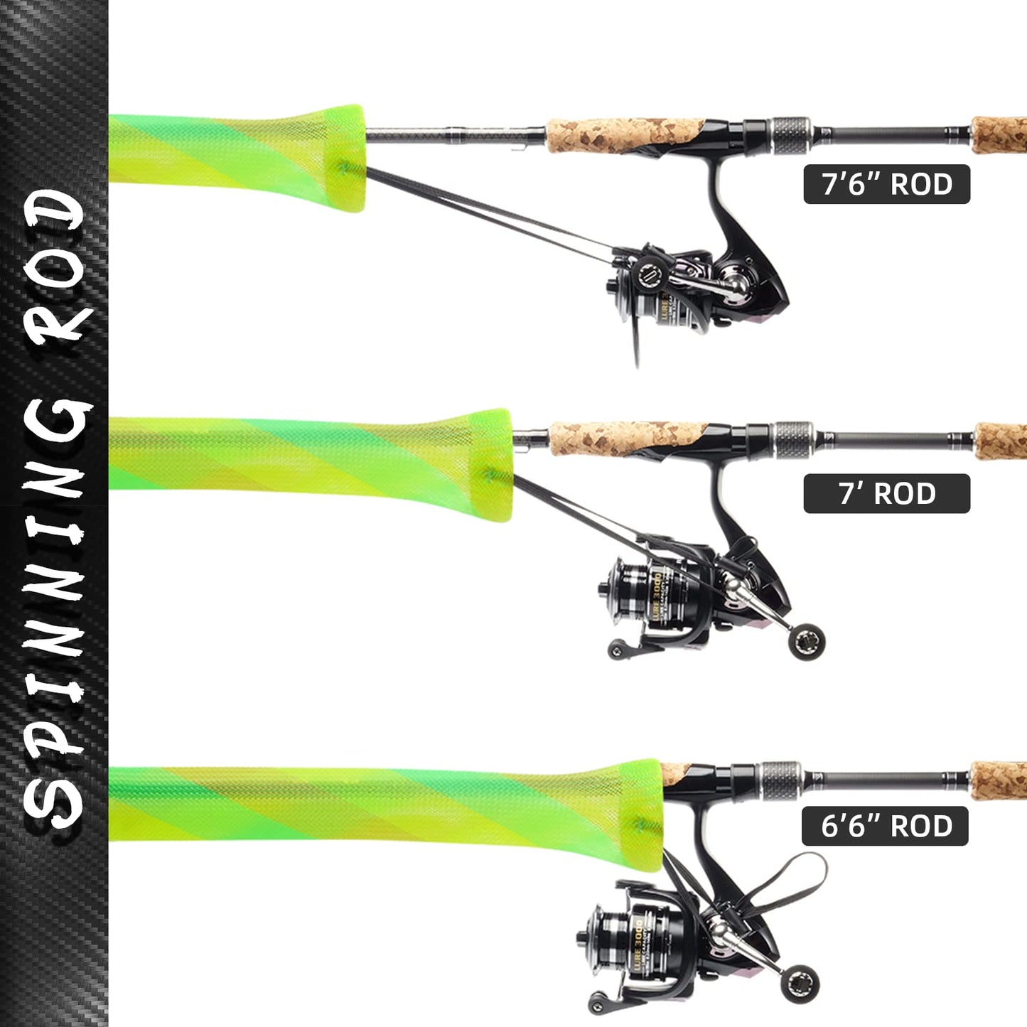 SF Standard Spinning Rod Sock Fishing Rod Sleeve Rod Cover Braided Mesh Rod Protector Pole Gloves Fishing Tools for Spinning Fishing Rod Green-Gold-2PCS Fit Spinning Rod 6-1/2FT to 7-1/2FT