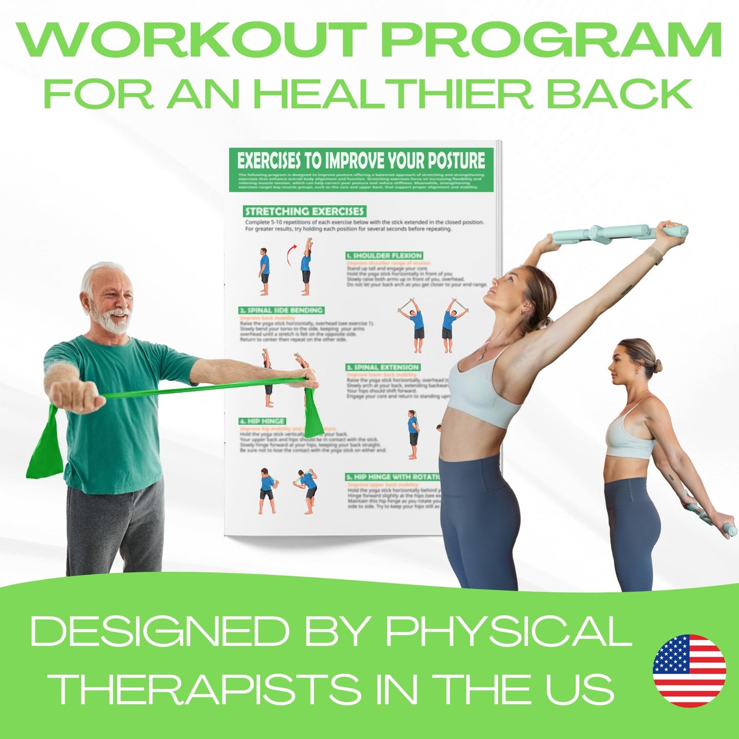 BodyTree Posture Corrector Yoga Cross Stick - Back Pain Relief for Men Women - Stretcher and Straightener for Upper and Lower Back - Stretch Pole - Neck Hump Equipment Sets bar Device Brace
