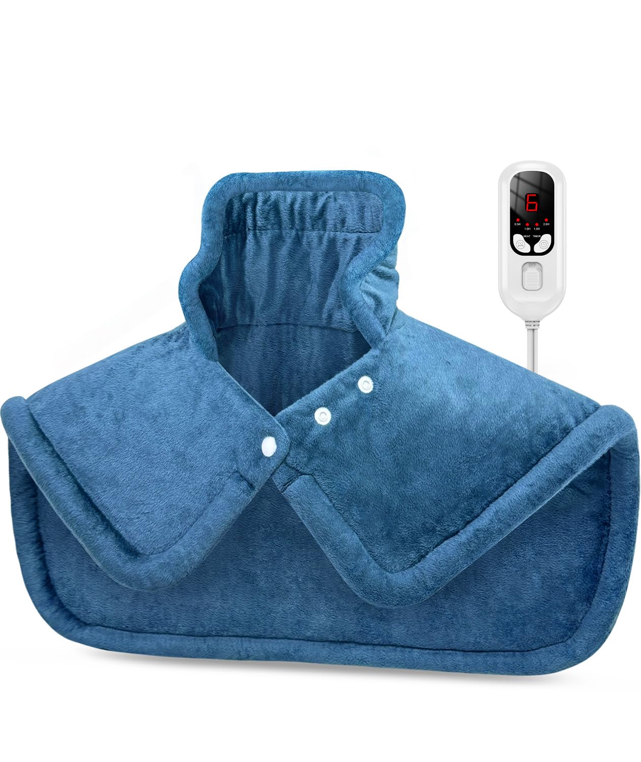 Heating Pad for Neck and Shoulders, Weighted Fast Heating Pads for Back Pain Relief, Heated Wrap with 6 Heat Settings 4 Timers Auto Off, FSA HSA Eligible, Birthday Gifts for Mom Dad Women Men