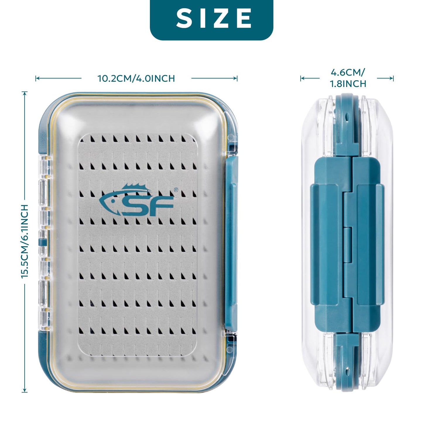 SF Large Waterproof Fly Box For Fly Fishing Double Sided Clear Lid Ice Fishing Jig Head Tackle Box Fly Flies Dry Flies Wet Flies Nymph Streamer Easy Grip Foam