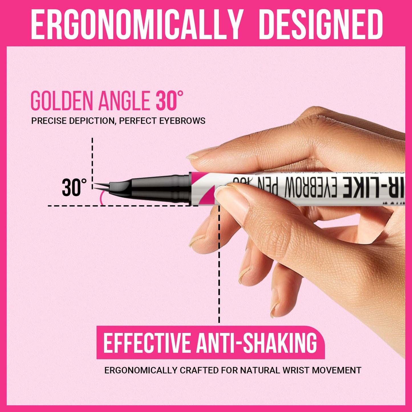 iMethod Curved Eyebrow Pen - 2-in-1 Dual-Ended Eyebrow Pencil with Curved Tip and Precise Brush-Tip, Microblading Pen for Natural Hair-Like Brows, Long Lasting, Reddish Brown