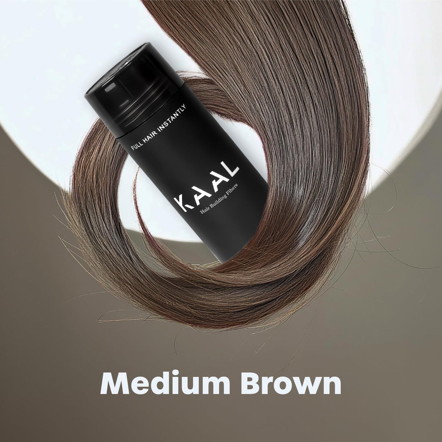 KAAL Hair Fibers for Thinning Hair, Hair Building Fibers (0.97 oz, Medium Brown) - Instantly Conceal Hair Loss in 15 Seconds, 8 Shades for Men and Women