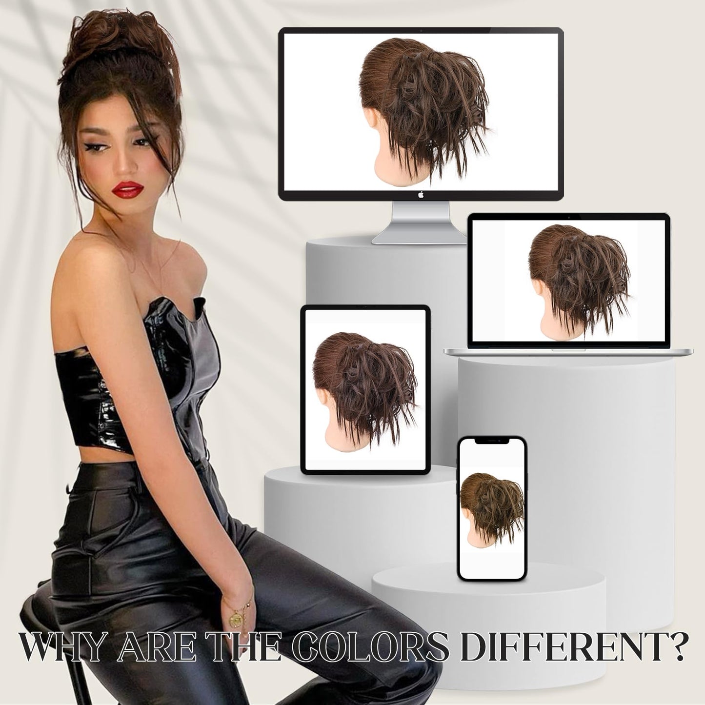 HMD Tousled Updo Messy Bun Hair Piece Hair Extension Ponytail With Elastic Rubber Band Updo Extensions Hairpiece Synthetic Hair Extensions Scrunchies Ponytail Hairpieces for Women