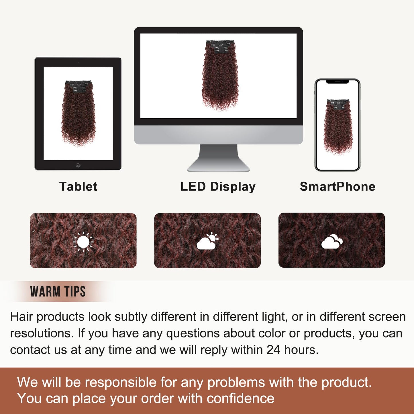 Clip in Hair Extensions, FLUFYMOOZ 4PC 100% Pure Protein Silk Hair Extensions Long Soft Natural Hairpiece 20 Inch Curly Hair Extension for Women (Wine Red)