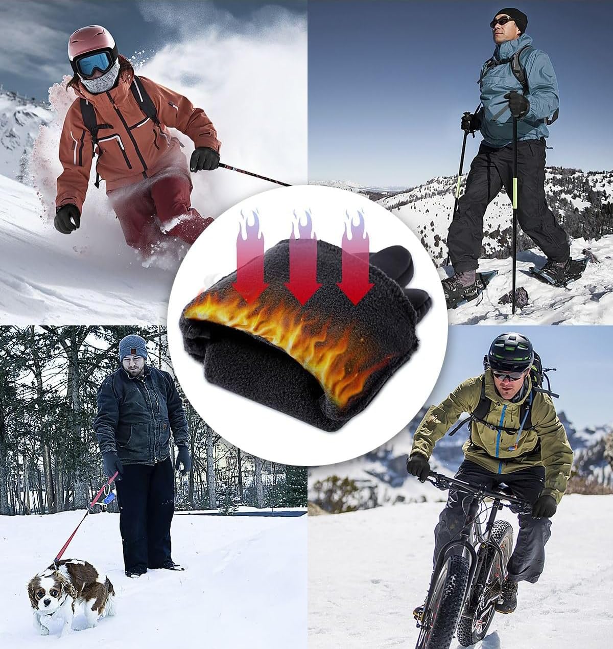 SwindowL Winter Gloves Touch Screen Mens Gloves for Cold Weather,Waterproof Gloves for Men Thermal for Running Cycling (Black, Medium)