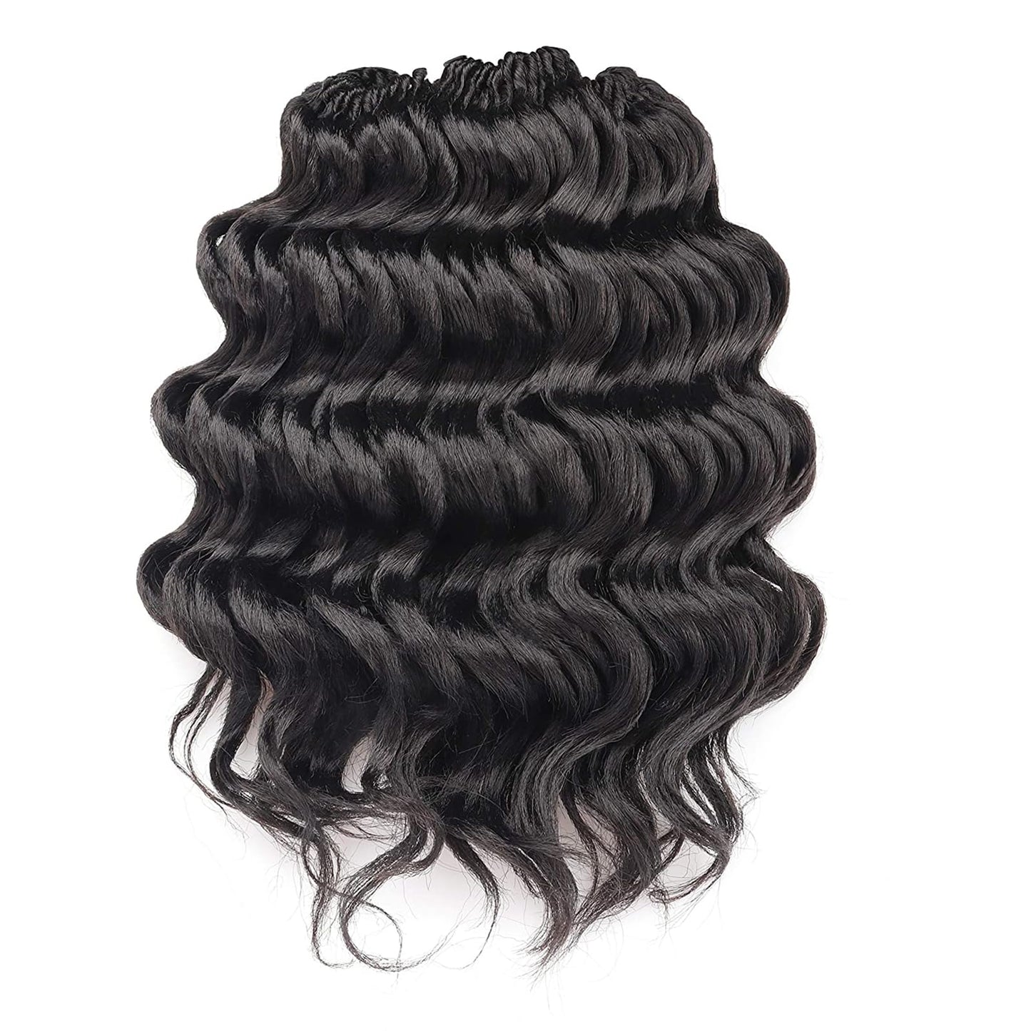 ToyoTree Ocean Wave Crochet Hair - 9 Inch 8 Packs Dark Brown Short Curly Deep Wave Crochet Hair, Synthetic Ocean Wave Braiding Hair Extensions (9 Inch,#2-8P)