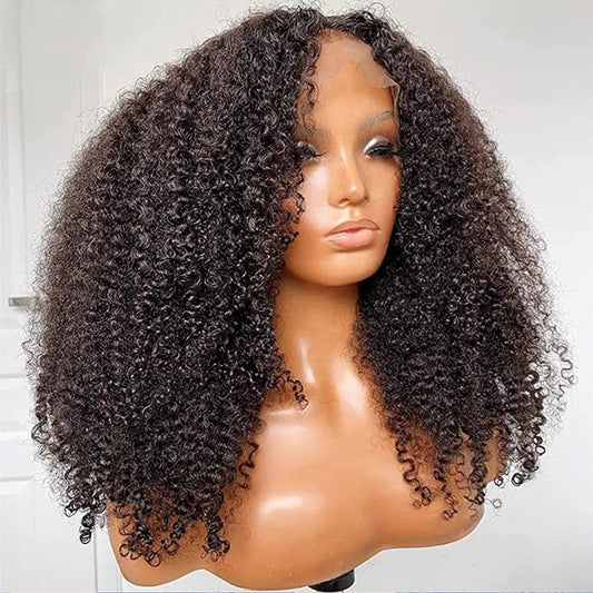 Skouty 24 Inch Kinkycurly Wig Human Hair 13x4 Lace Front Wigs 180 Density Glueless Wigs Human Hair Pre Plucked Brazilian Kinky Straight Wig Lace Frontal Wigs for Black Women Virgin Human Hair Wig