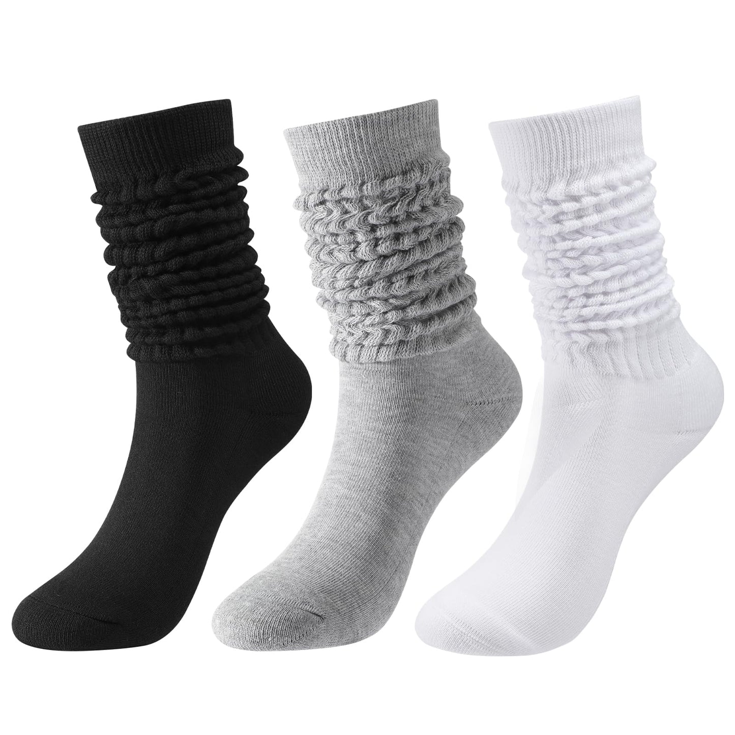 Premillow Slouch Socks Women, Long Winter Thigh High Boot Slouchy Socks, Winter Soft Knit High Scrunch Socks for Women Size 5-11, 3 Pairs