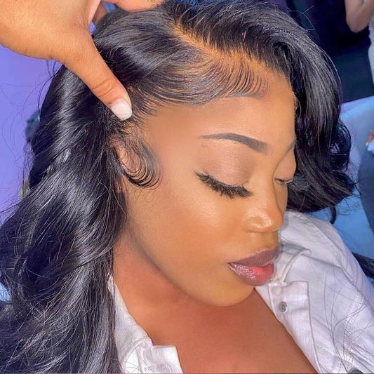 BEEOS SKINLIKE 0.10mm Ultra-thin Real HD Lace Wig, 13x6 Full Frontal Human Hair Wig 180% Density Clean Hairline Pre-plucked Bleached Knots Swiss HD Lace Frontal Wigs Body Wave 18 Inch