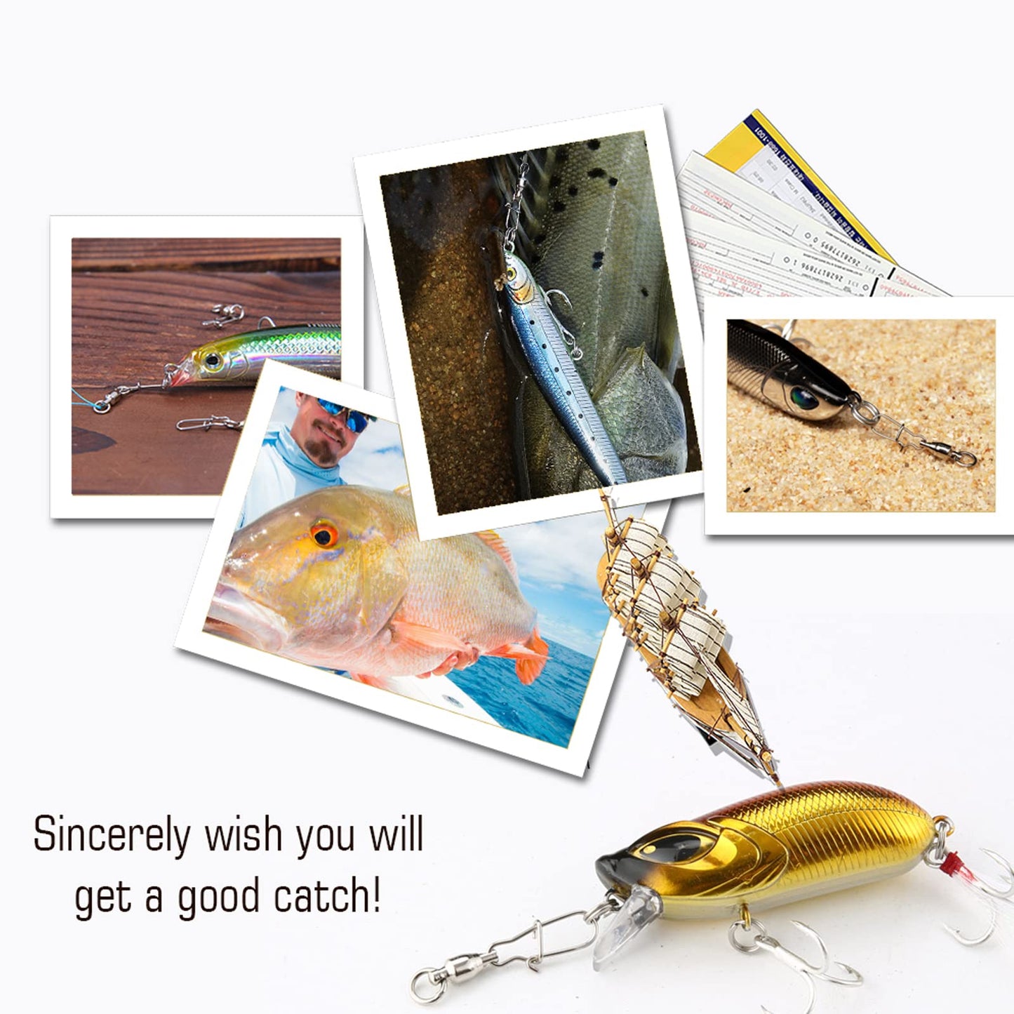 AMYSPORTS Duo Lock Snap Fishing Swivels Stainless Barrel Swivels Fishing Lure Snap Swivels Ball Bearing Swivels Fishing Tackle for Saltwater Fishing Freshwater Fishing 25pcs 66lbs