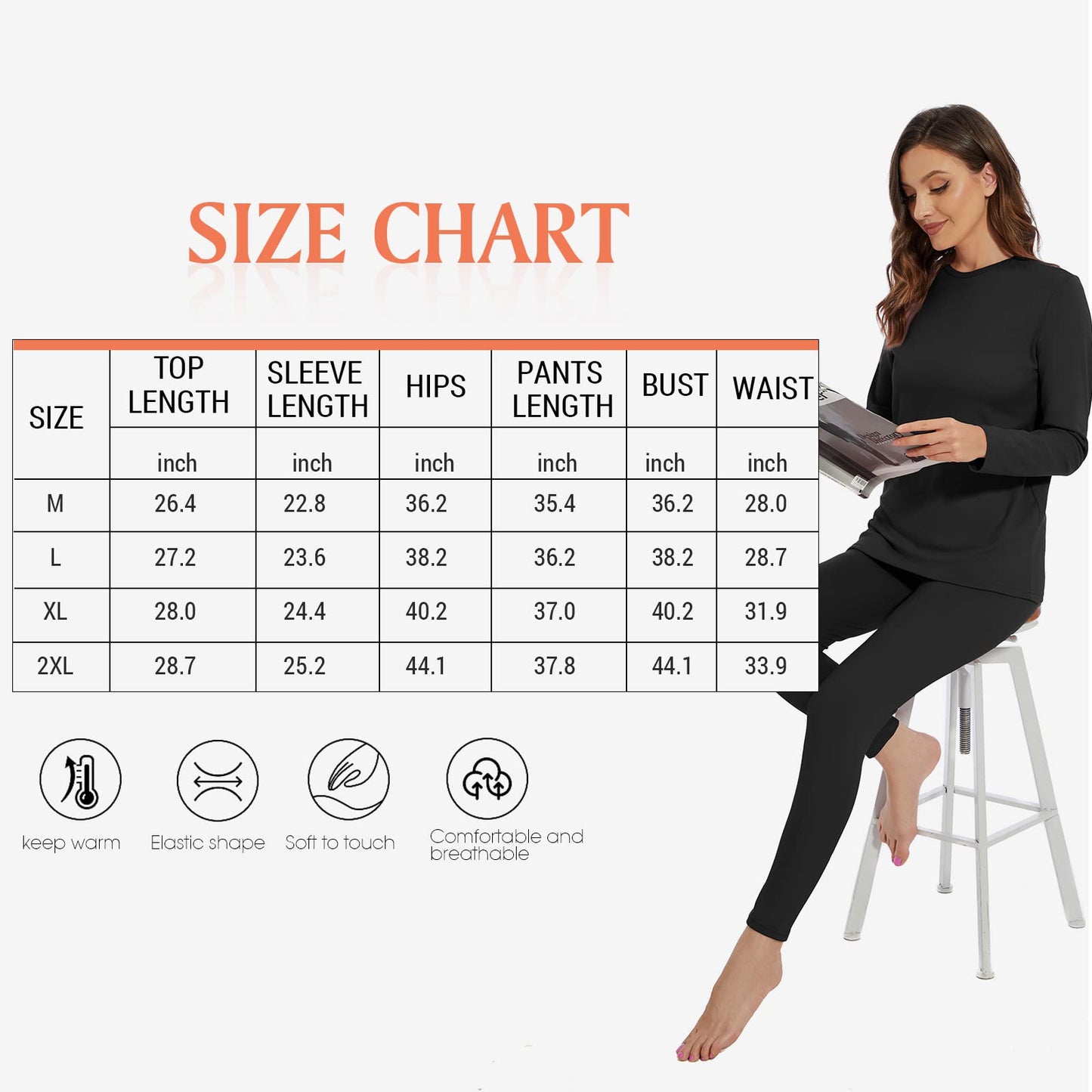 Thermal Underwear for Women Ultra Soft Fleece Lined Base Layer Top Bottom Winter Clothes Pajama Set Long Johns for Women Heavyweight Red Set Medium