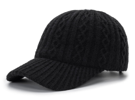 Eohak Women Knitted Baseball Cap Winter Warm Visor Beanie Hat Outdoor Travel Baseball Cap
