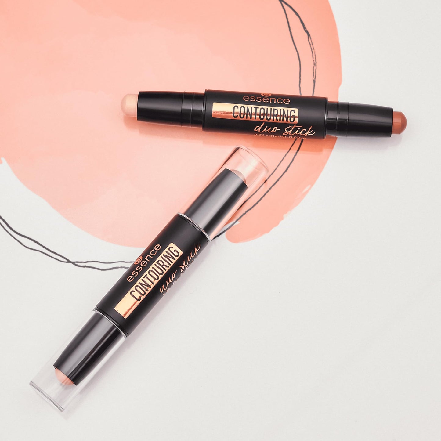 essence | Contour Duo Stick | 2-in-1 Highlight and Contour Slim Stick, Creamy, Buildable and Easy to Apply | Vegan & Cruelty Free (10 | Fair)