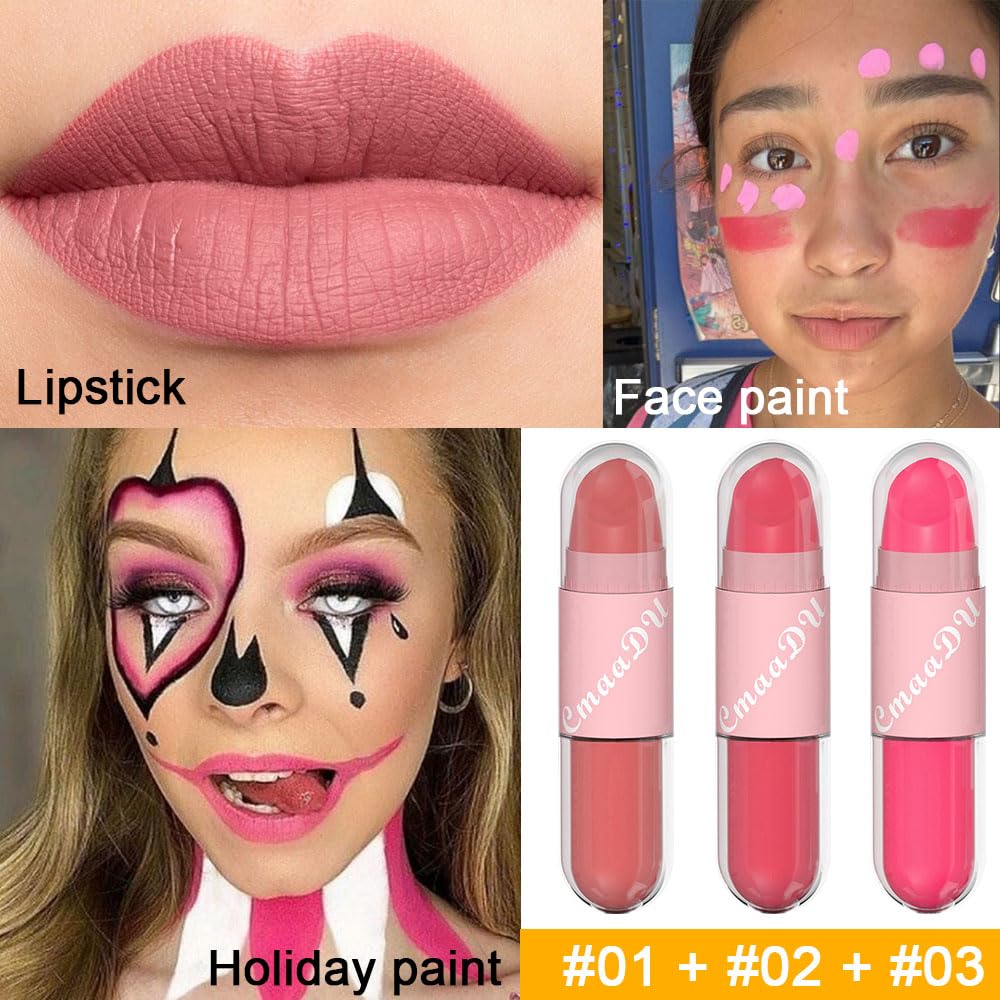 evpct 2 In 1 Matte Lipstick & Long Lasting Smudge Proof Liquid Lipstick Lip Gloss Stain 3Pcs Set for Women Dark Ruby Red Nude Beige Pink Mauve Matte Vegan Long Wear Waterproof 24 Hour Lipstick
