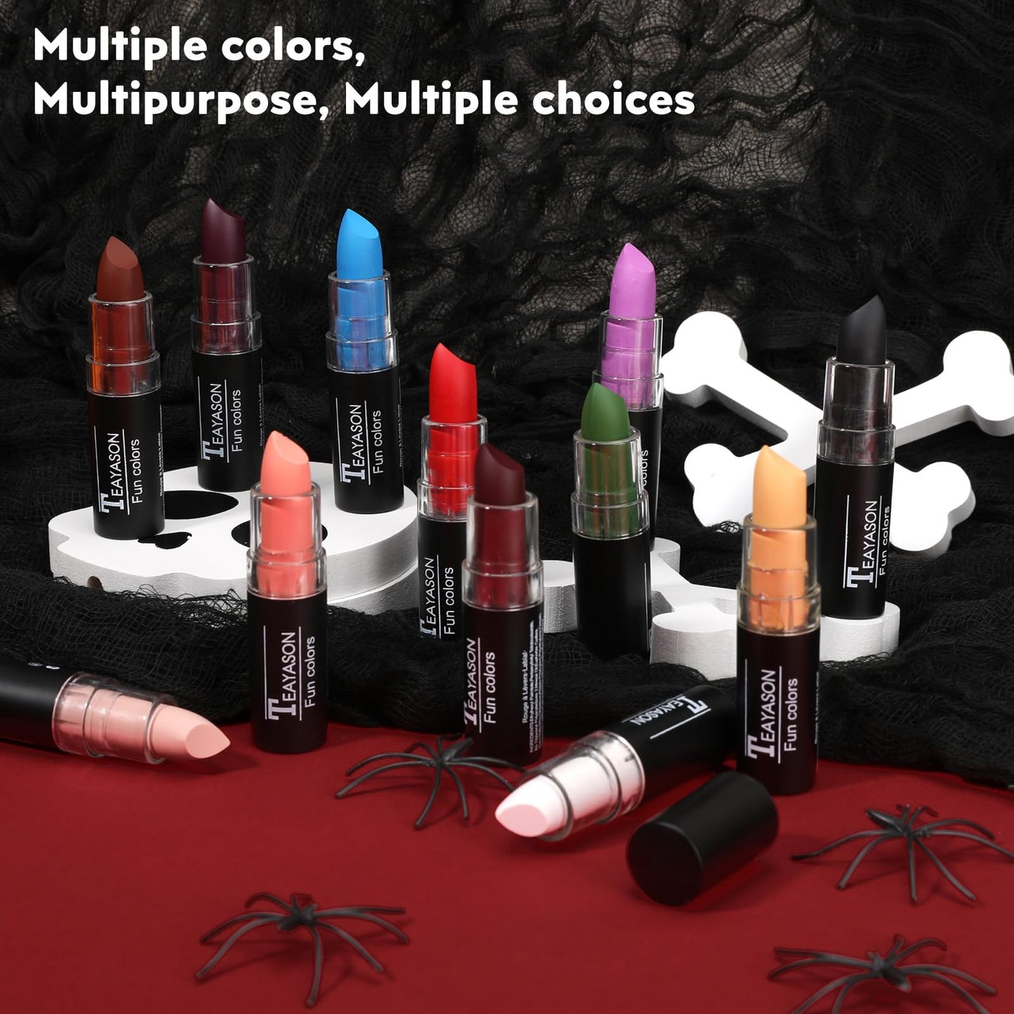 FIVEFULU Light Purple Face Body Paint Stick, Matte Light Purple Lipstick Eye Black Stick Face-Paint, Long Lasting Waterproof Purple Face Makeup for Halloween Ursula Witch Cheshire Cat Cosplay Makeup
