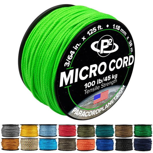 Paracord Planet Micro Paracord – Thin Braided Cord for Crafting, Fishing, and DIY Projects in 125 ft Spools – Acid Lime