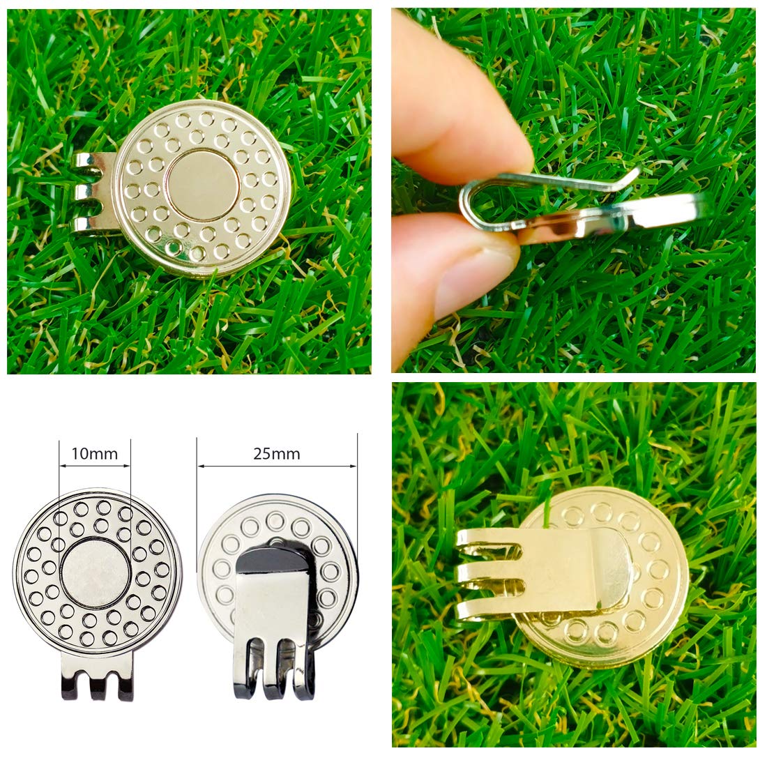 GOLTERS Golf Ball Markers with Hat Clips Value Sets for Men Women Golfer, Removable Attaches Easily to Golf Cap Premium Gifts (birdie clover)