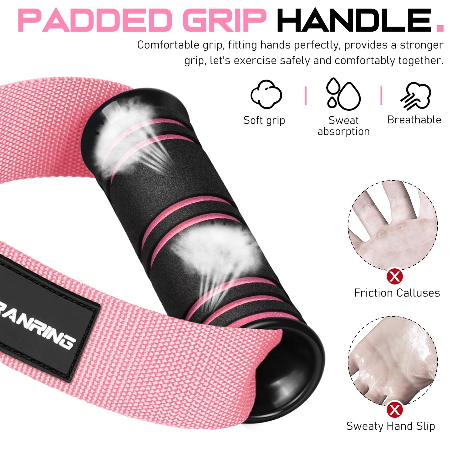 RENRANRING Gym Exercise Handles, Replacement Handle Attachments for Cable Machine Pulleys, Resistance Band and Strength Trainer, Pull Down Workout Accessories, Home Gym Add On Equipment