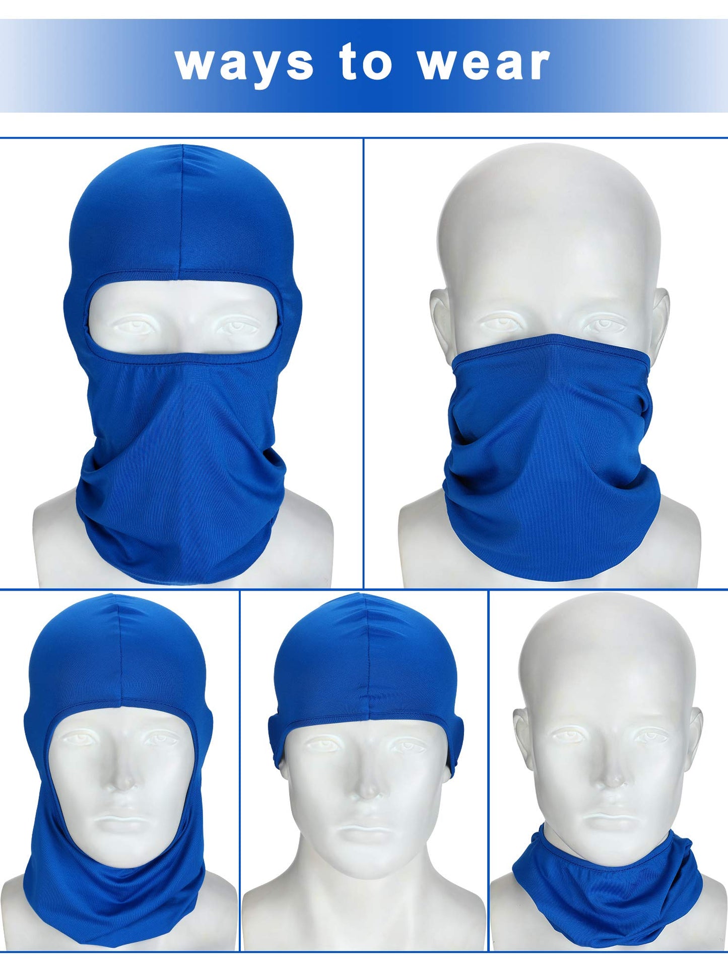 SATINIOR 6 Pieces Ski Mask for Men Balaclava Full Face Cover UV Sun Protection Cooling Neck Gaiter Clothing Scarf Bandana(Gray, Blue, Black, Fluorescent Colors)