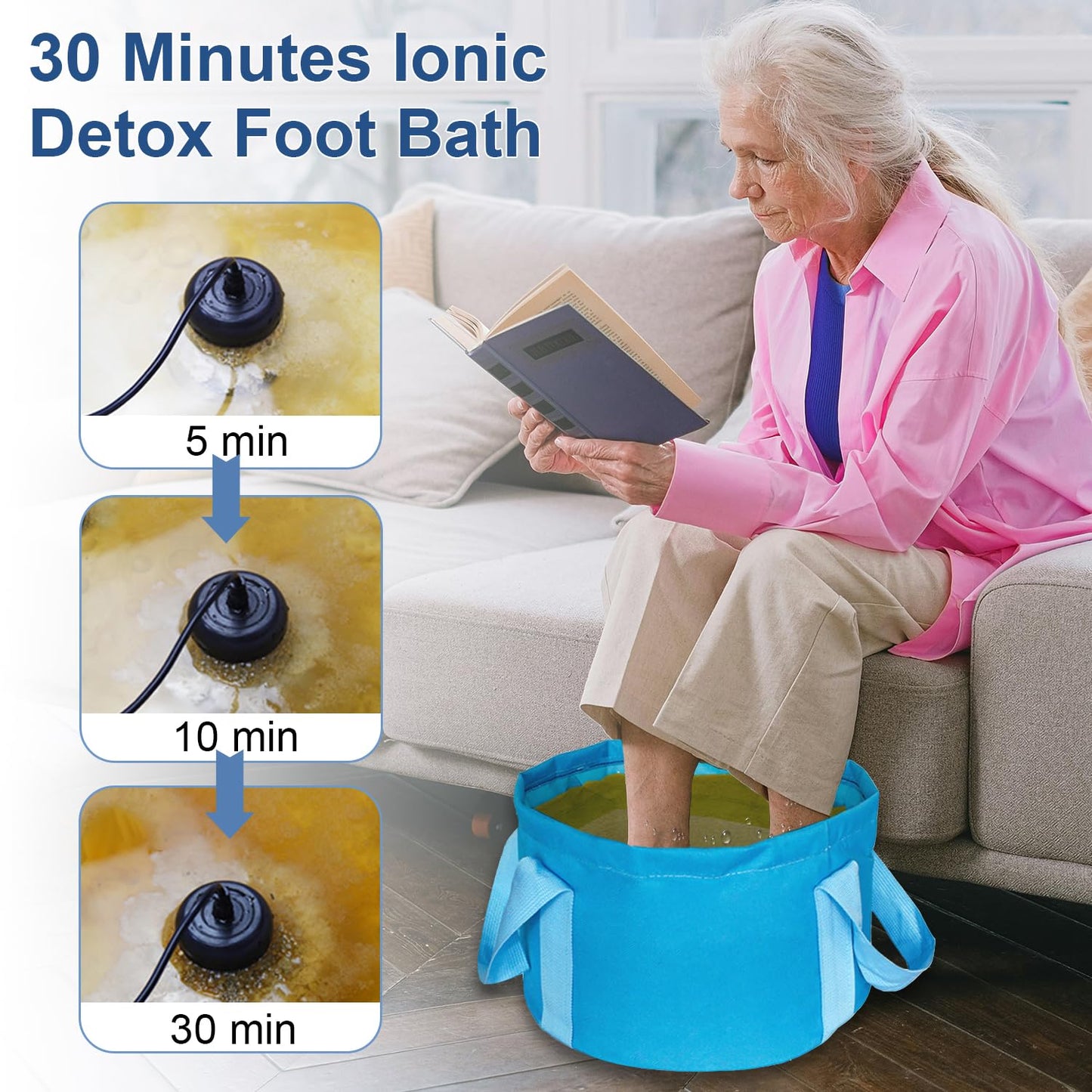 YoTmake Ionic Detox Foot Bath SPA Machine, Ionic Cleanse Detox Foot Bath Spa Machine, Ionic Foot Bath Detox Machine with Blue Bucket for Health Care Personal Home Travel