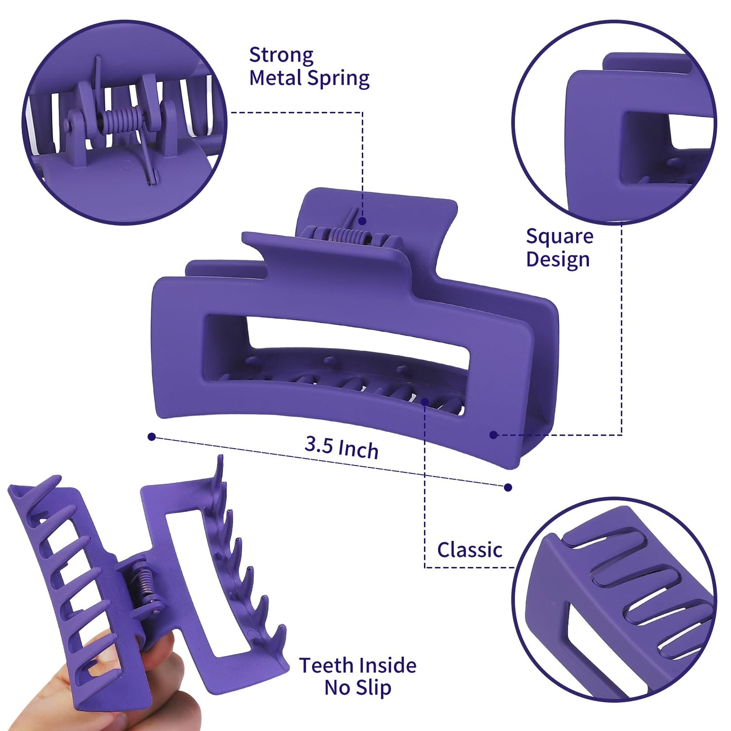 Sisiaipu 3.5 Inch Medium Hair Accessories: 12 Pcs Square Jaw Clips for Thick and Thin Hair - Rectangular Bulk Clips for Women and Girls - Dopamine