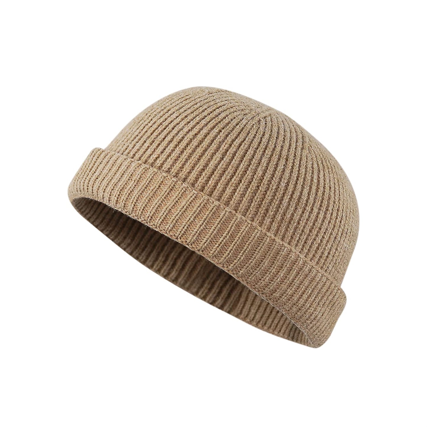 Croogo Docker Hats Round Beanie Hat Casual Lovers Visor-Less Sailor Skullcap Fashion Men's Landlord Hat Winter Hat,Khaki-CT47