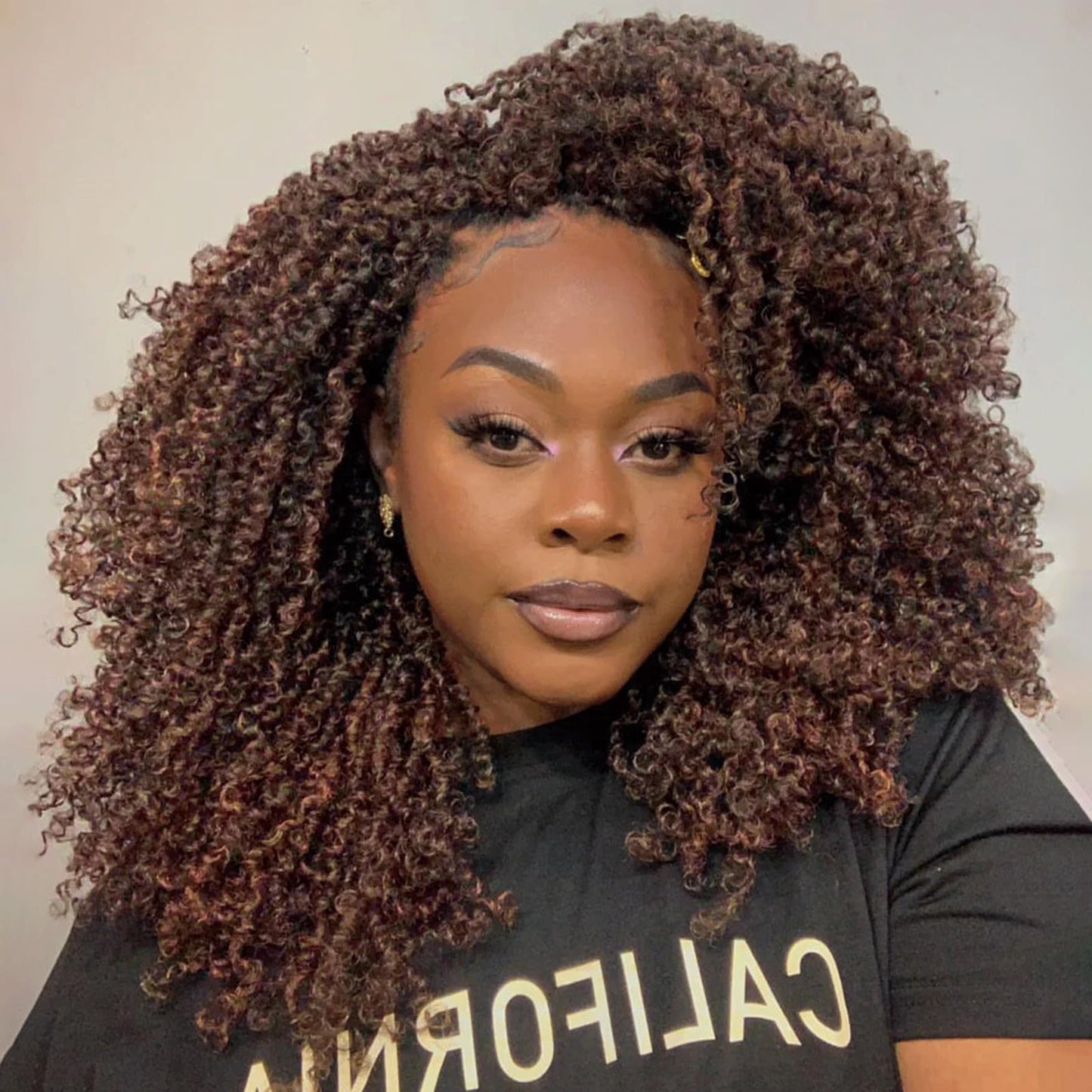 Toyotress Yanky Twist Crochet Hair - 8 Inch 2 Packs (30 Strands/Pcs) Fluffy Spring Mini Twist Passion Twist, Black Mix Brown Pre-Looped Crochet Braids Braiding Hair (8 Inch, F1B/30-2P)