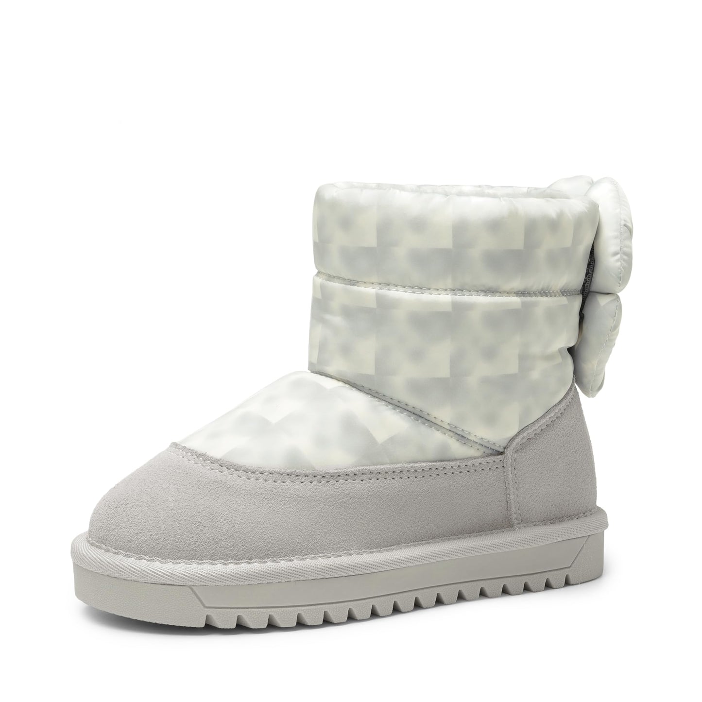 DREAM PAIRS Girls Snow Boots Kids Winter Faux Fur Lined Ankle Shoes Grey/Beige Size 5 Big Kid SDSB2305K