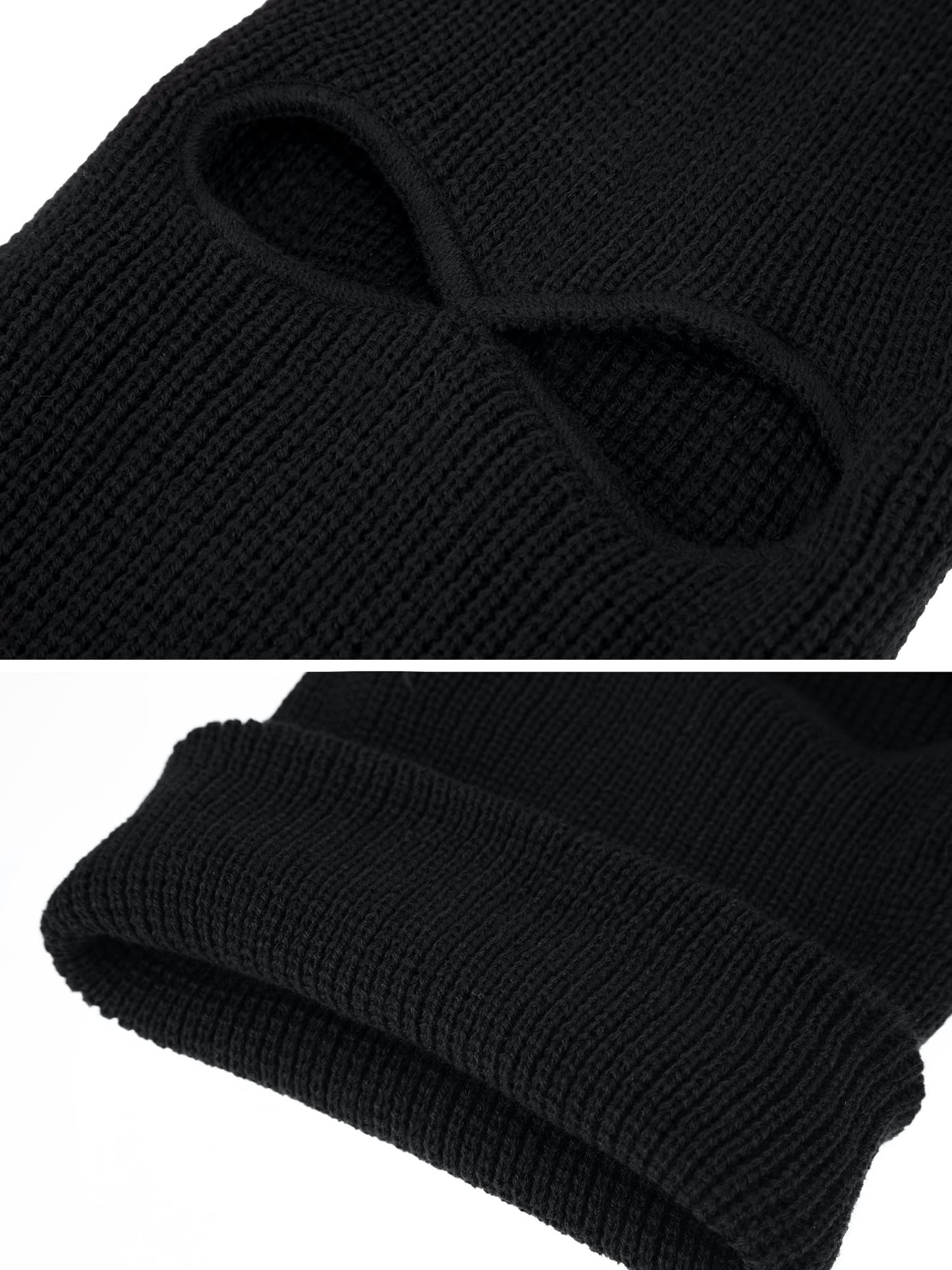 HESTYA 2 Holes Ski Masks Winter Balaclava Knitted Full Face Cover Mask Beanie Hat for Men Women Cold Weather Outdoor Sports(Black, Medium)
