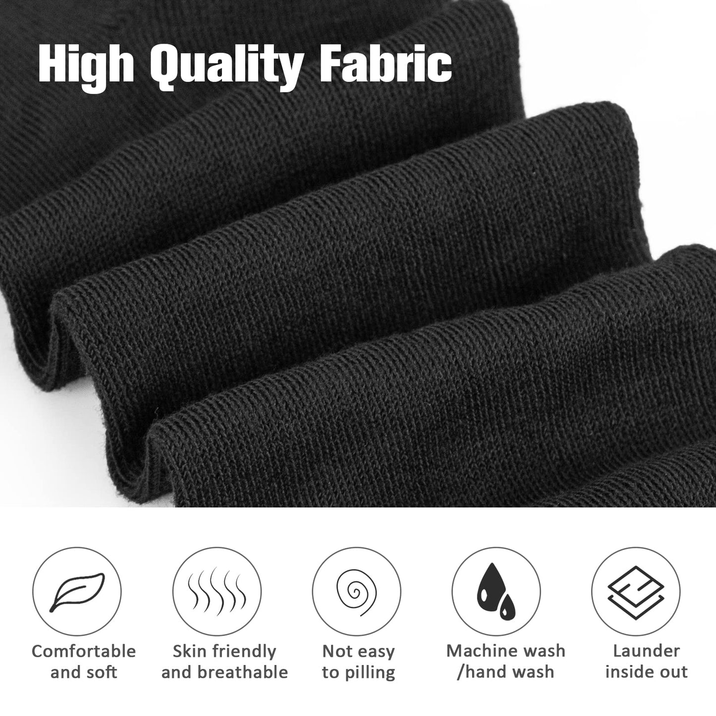 Women's 4 Pairs Knee High Casual Solid Knit Socks, Black Stripe(4 Pairs)