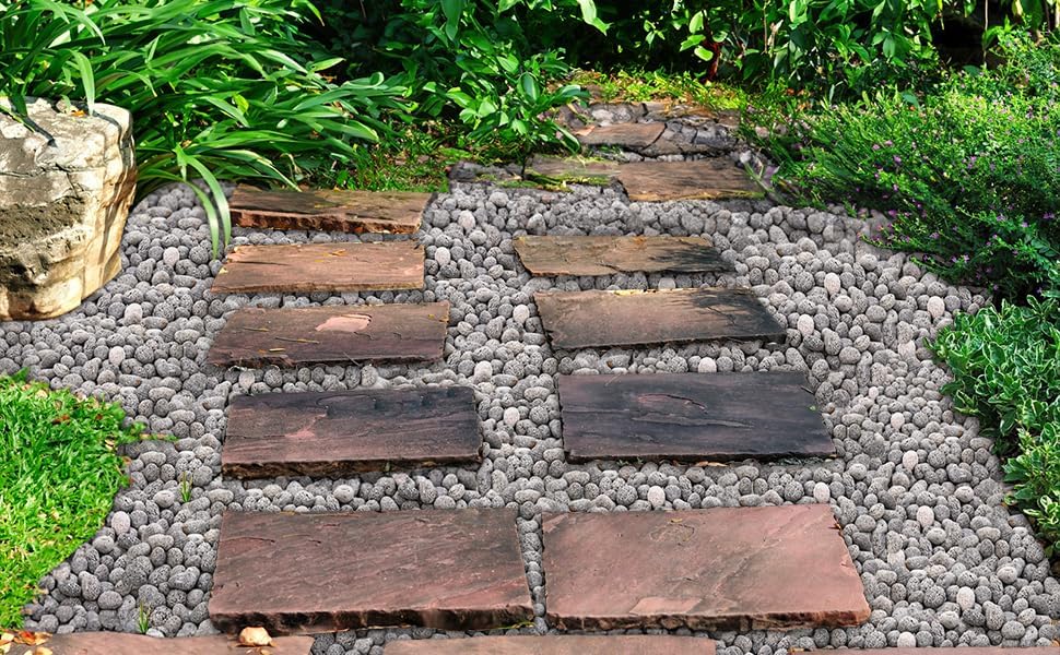 SOUJOY 10lbs Lava Rocks for Fire Pit, 1''-2'' Black Tumbled Natural Lava Stones, Smooth Lava Pebbles for Natural Gas, Fireplace, Propane, Wood, Electrical Firepits & Grills