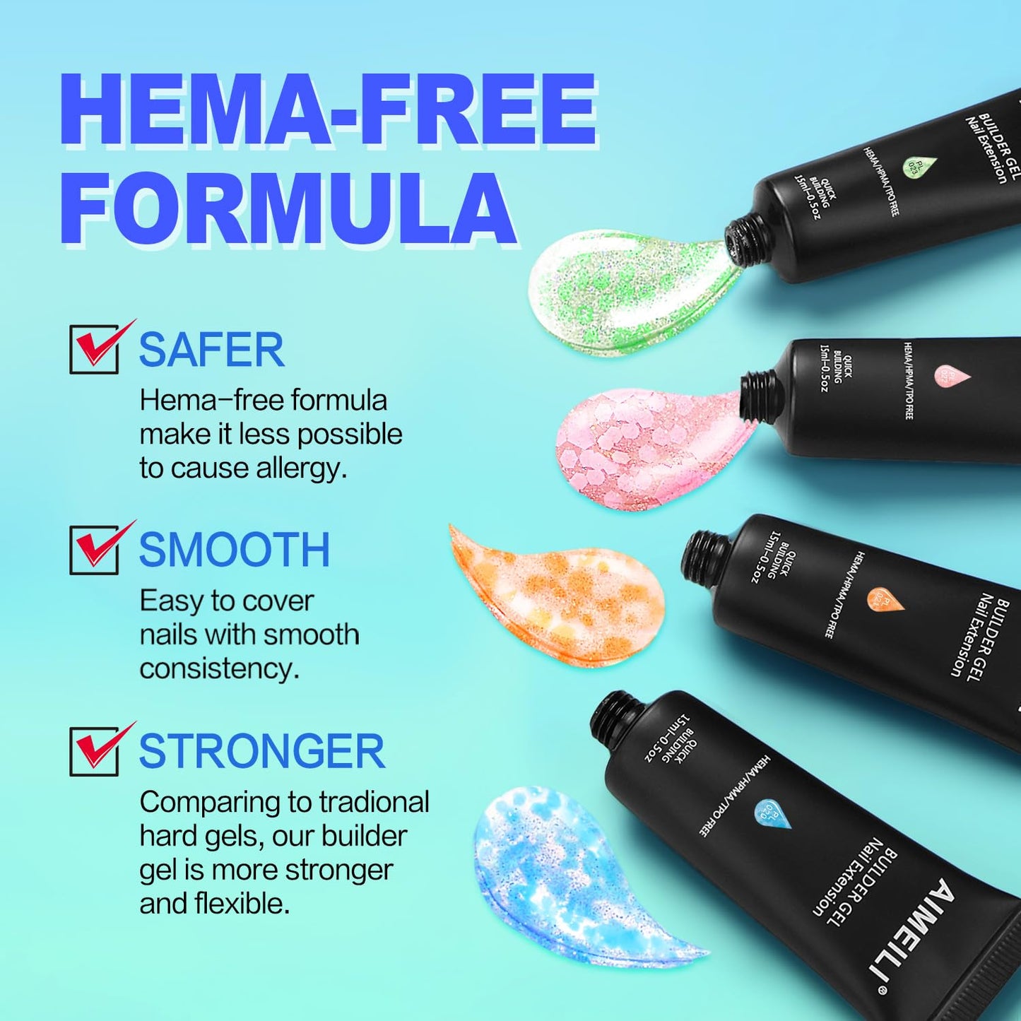 AIMEILI Poly Nail Extension Gel Glow in the Dark Builder Nail Gel Hema Free Poly Nail Enhancement Nail Art Design DIY Salon Nail At Home Gift for Women Nail Gel - 021