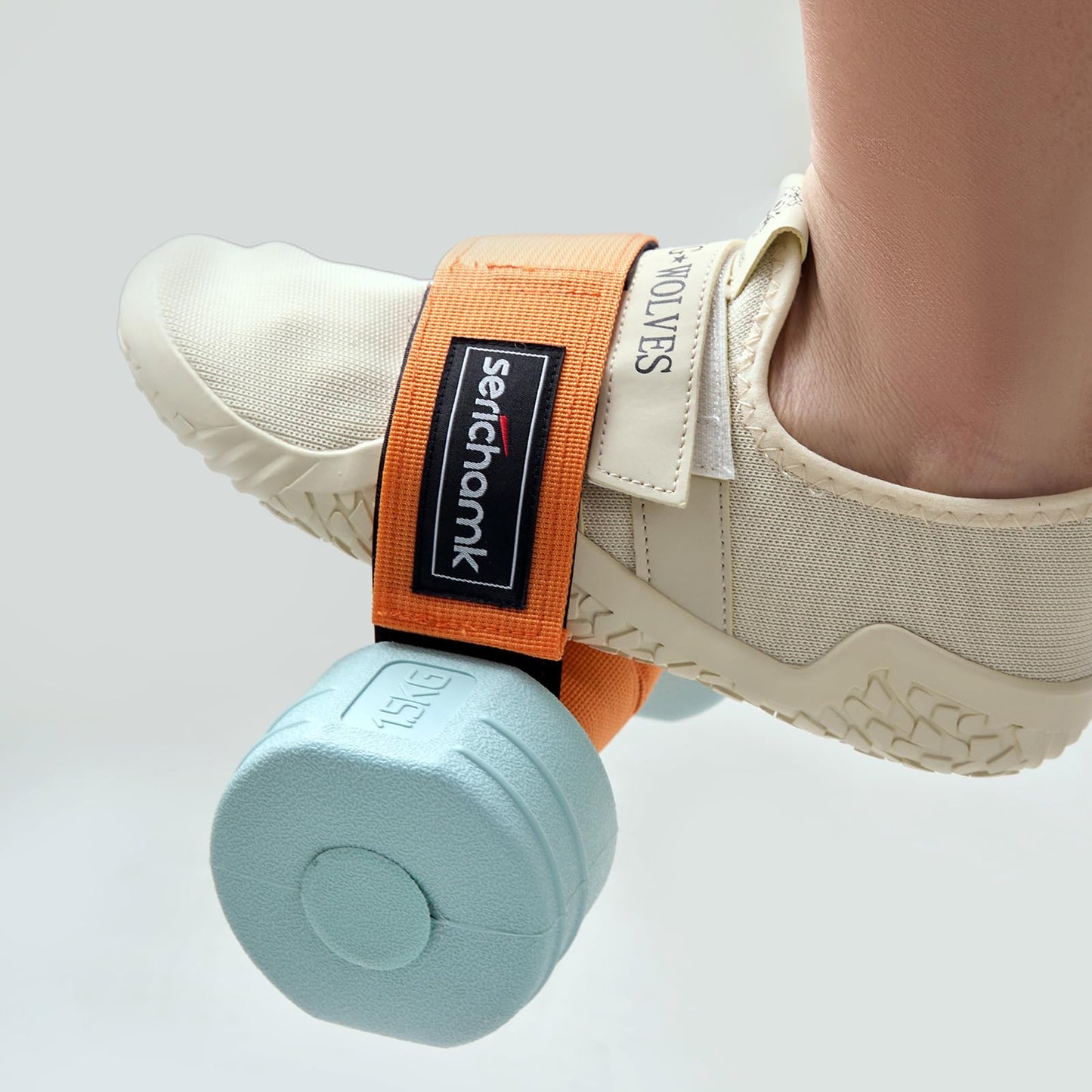 Feet Dumbbell Attachment, Tibialis Trainer Ankle Straps for Feet Weight Lifting Shin Splint, Hamstring Curls, Leg Curl Attachment at Home Gym Equipment Orange 1pc