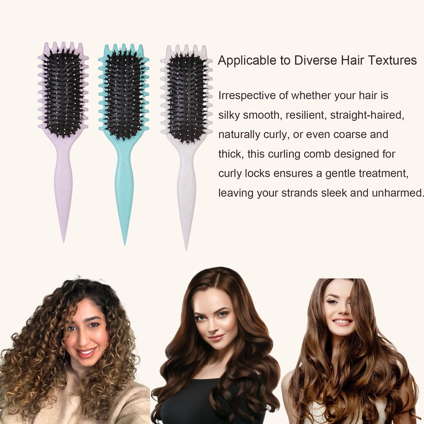 Curl Defining Brush-Curly Hair Brush Define Styling Brush for Curly Hair,Curl Brush for Curly Hair Wet,Shaping & Defining Curls for Women (Off-White)