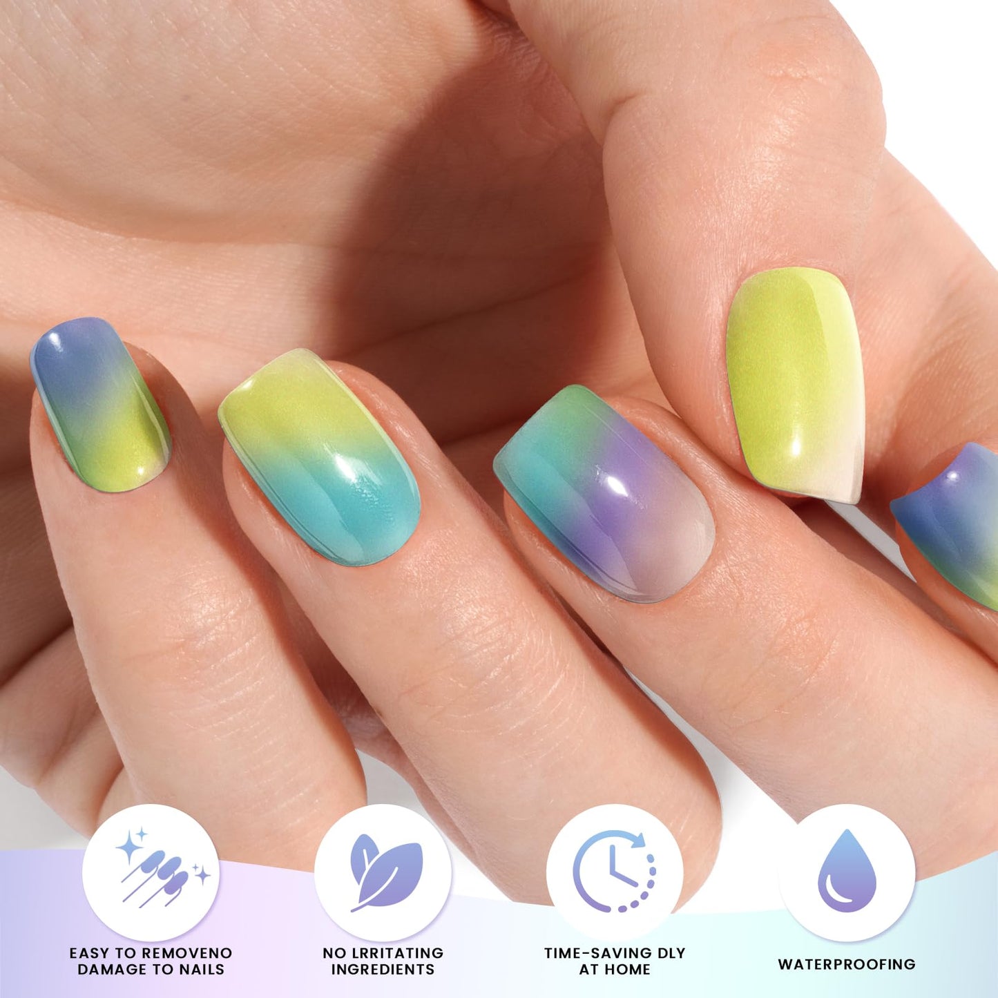 OAUEE Semi Cured Gel Nail Strips | 20 Gel Nail Stickers | Gel Nail Stickers With UV Light Required | Salon Quality, Easy Application And Removal(Fine Glitter Color)